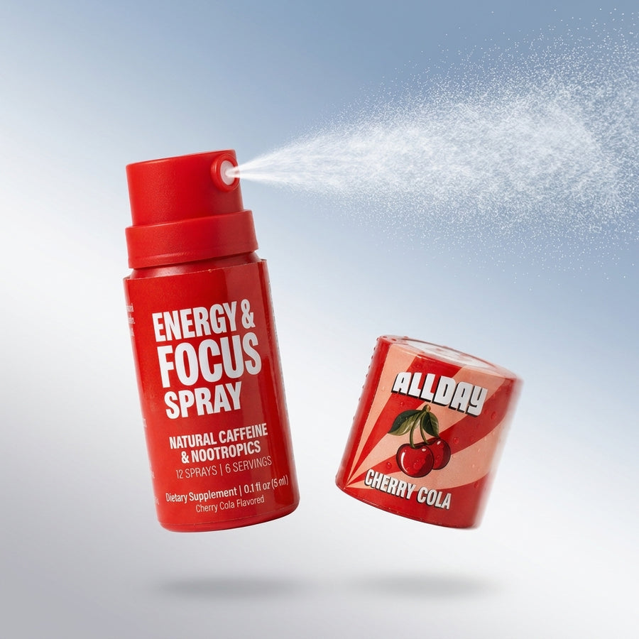 ALLDAY Energy Spray cherry cola bottle spraying